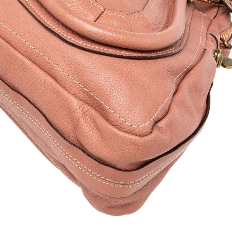 Pre Owned Chloe Dark Beige Leather Large Paraty Shoulder Bag