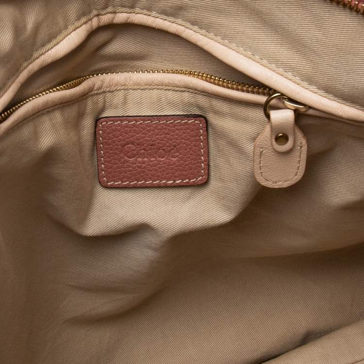 Pre Owned Chloe Dark Beige Leather Large Paraty Shoulder Bag