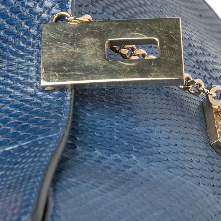 Pre Owned Chloé Dark Blue Snake Skin Medium Drew Shoulder Bag