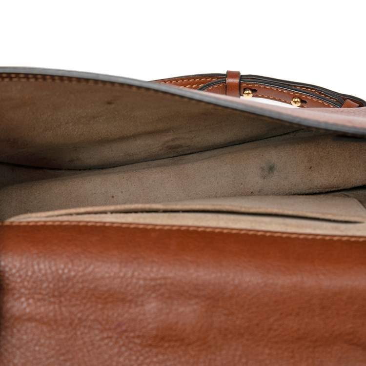 Pre Owned Chloe Brown Leather and Suede Medium Nile Bracelet Bag