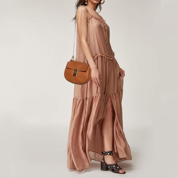 Pre Owned Chloe Brown Leather Medium Drew Shoulder Bag