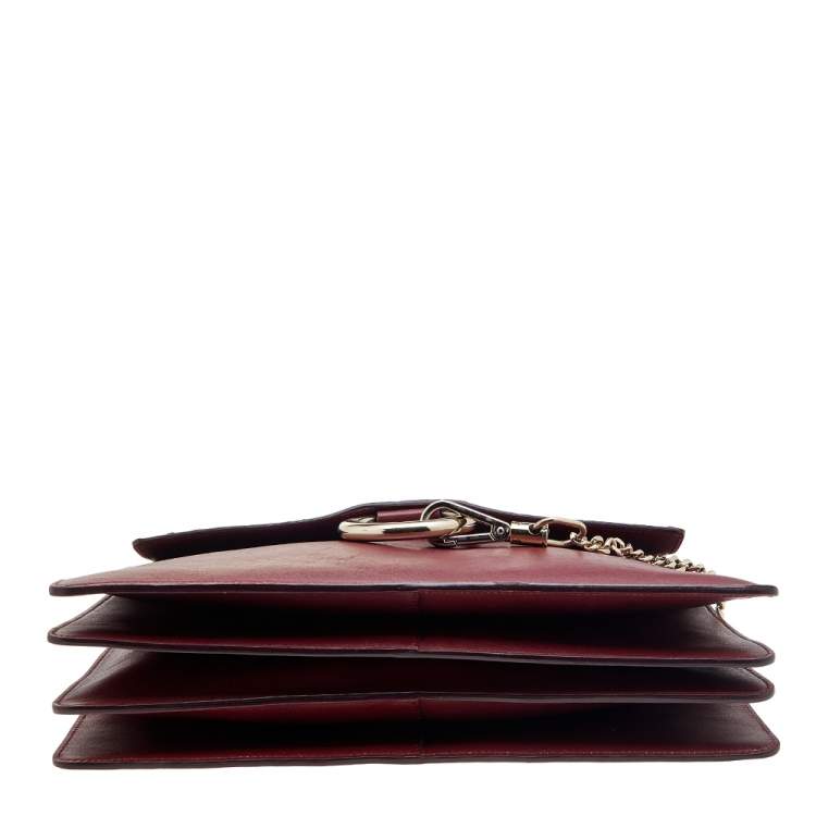 Pre Owned Chloe Burgundy Python and Leather Medium Faye Shoulder Bag