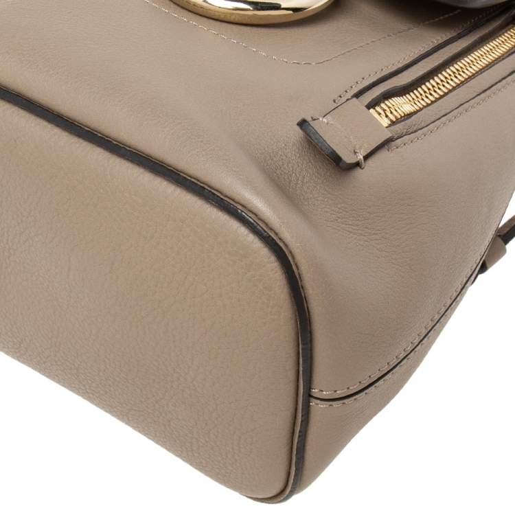 Pre Owned Chloe Taupe Leather and Suede Mini Faye Daye Backpack