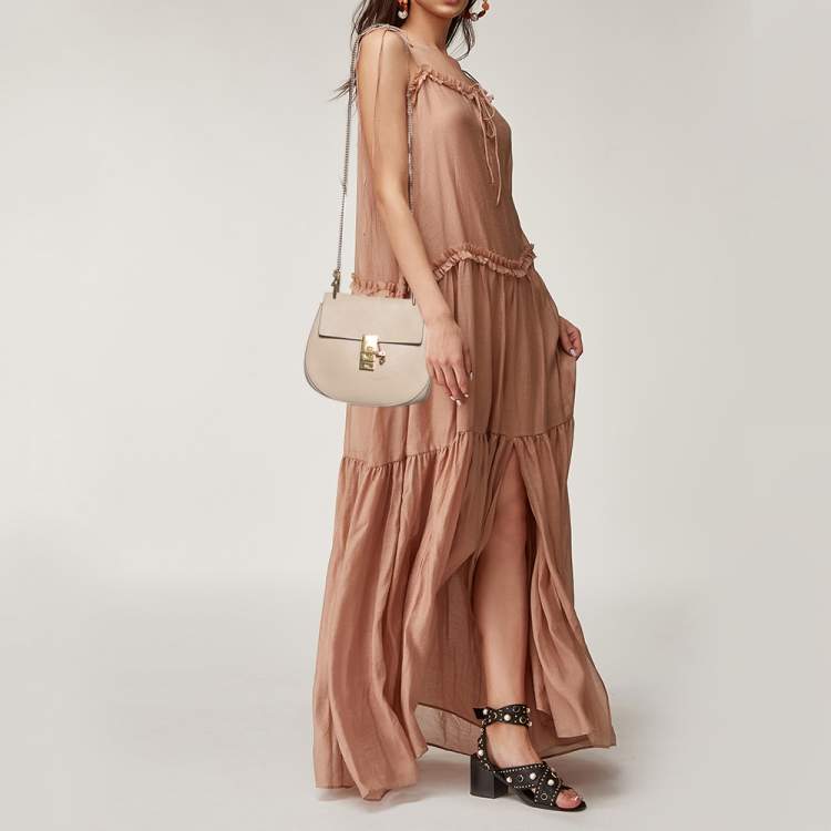 Pre Owned Chloé Cream Leather Medium Drew Shoulder Bag