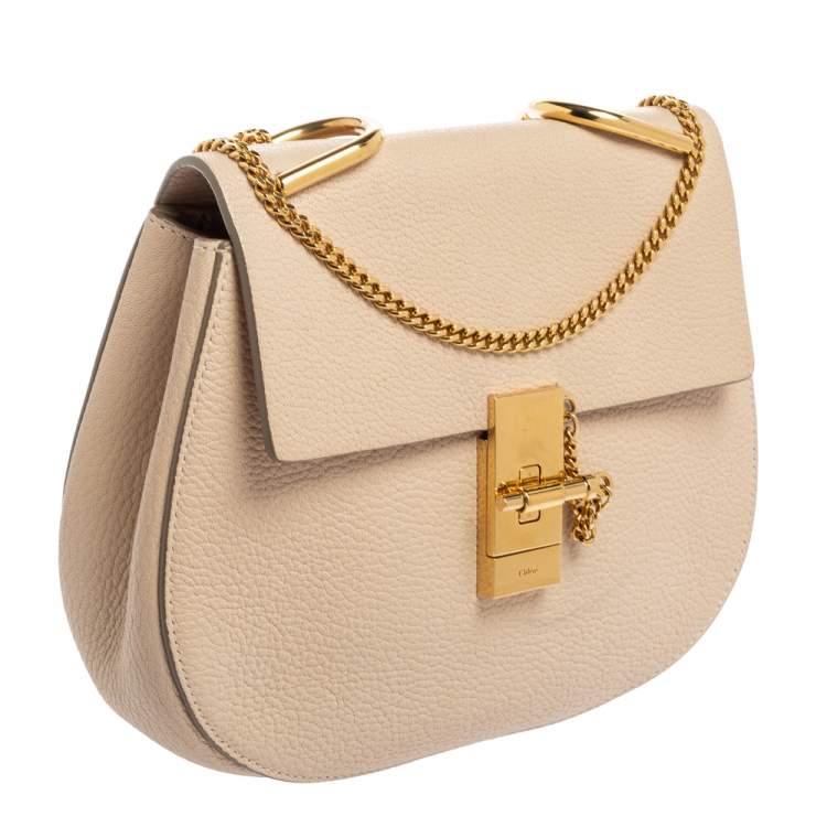 Pre Owned Chloé Cream Leather Medium Drew Shoulder Bag