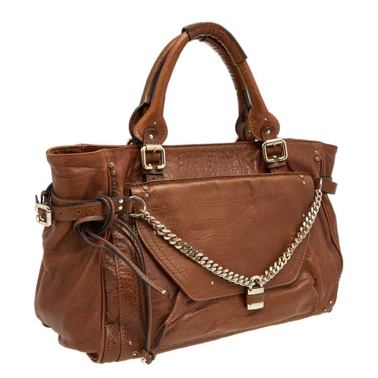 Pre Owned Chloe Brown Leather Paddington Capsule Tote