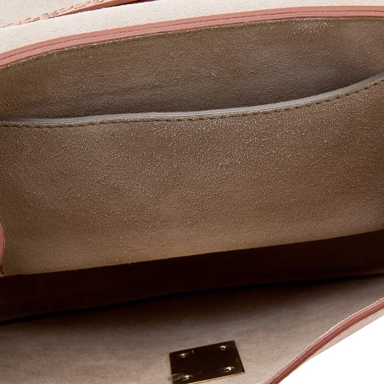 Pre Owned Chloe Peach Python and Leather Medium Drew Shoulder Bag