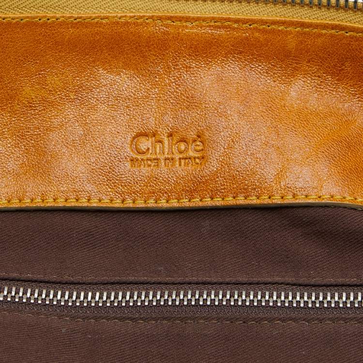 Pre Owned Chloe Tan Leather Saskia Square Tote Bag