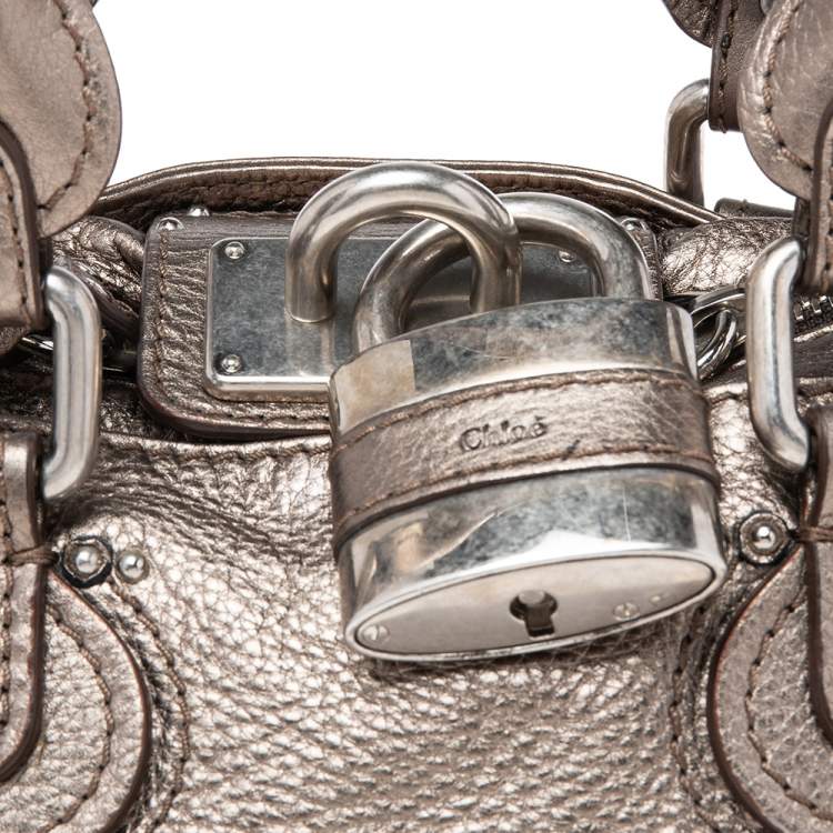 Pre Owned Chloe Metallic Leather Small Paddington Satchel