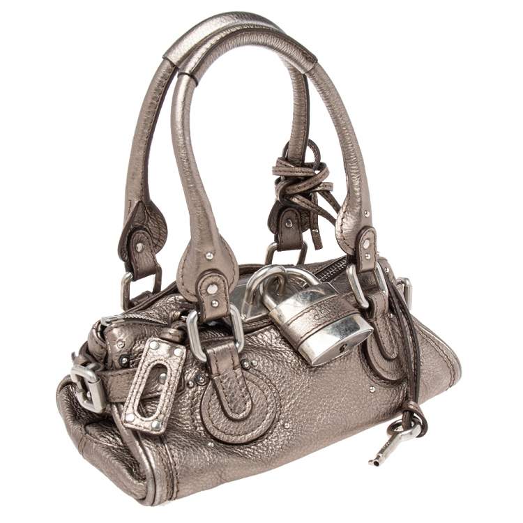 Pre Owned Chloe Metallic Leather Small Paddington Satchel
