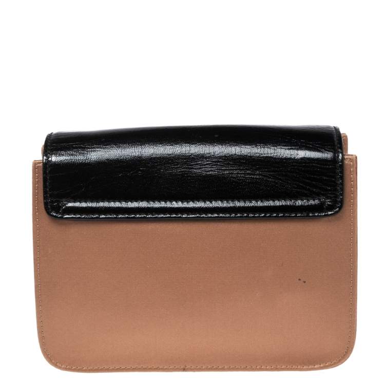 Pre Owned Chloe Black/Beige Leather and Satin Mini Sally Shoulder Bag