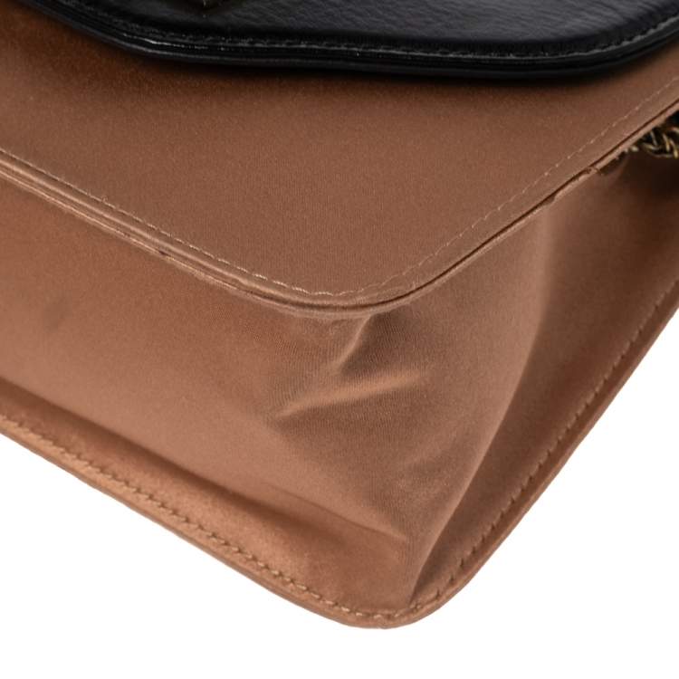 Pre Owned Chloe Black/Beige Leather and Satin Mini Sally Shoulder Bag