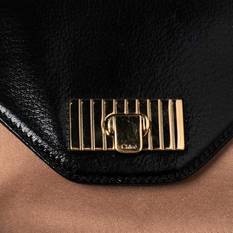 Pre Owned Chloe Black/Beige Leather and Satin Mini Sally Shoulder Bag