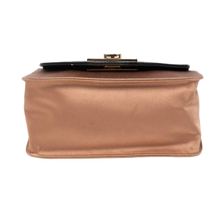 Pre Owned Chloe Black/Beige Leather and Satin Mini Sally Shoulder Bag