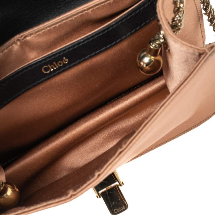 Pre Owned Chloe Black/Beige Leather and Satin Mini Sally Shoulder Bag