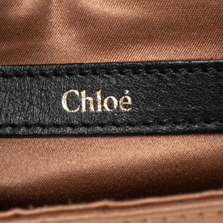 Pre Owned Chloe Black/Beige Leather and Satin Mini Sally Shoulder Bag