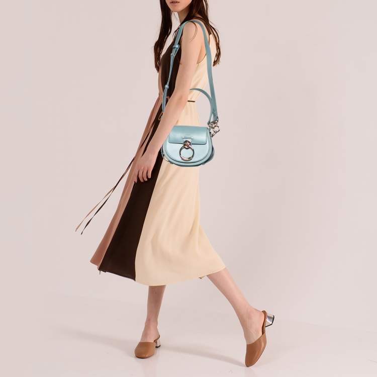 Chloe Blue Leather and Suede Mini Faye Shoulder Bag