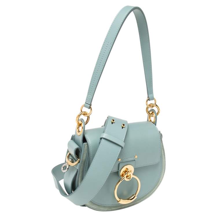 Pre Owned Chloe Blue Leather and Suede Small Tess Shoulder Bag
