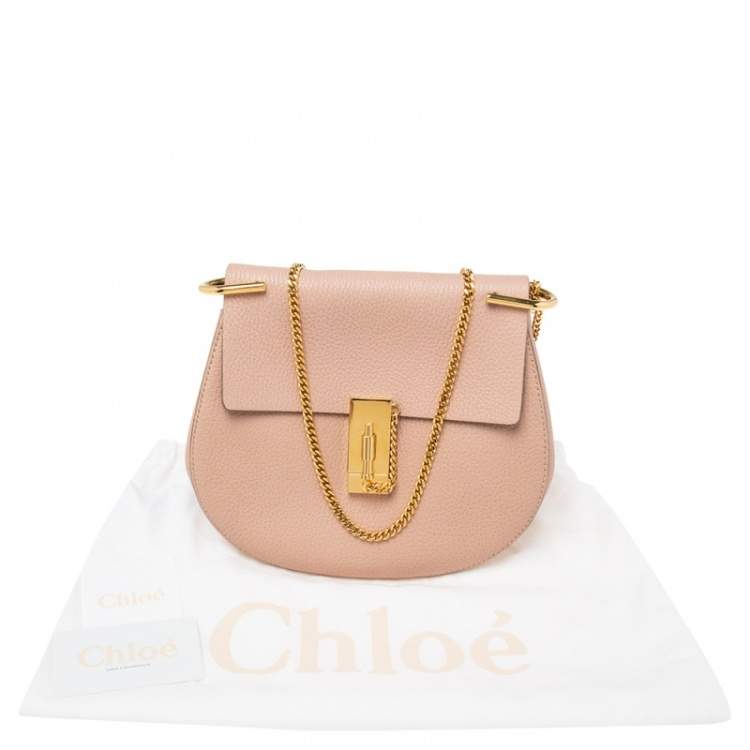 Pre Owned Chloe Dusty Pink Leather Medium Drew Shoulder Bag