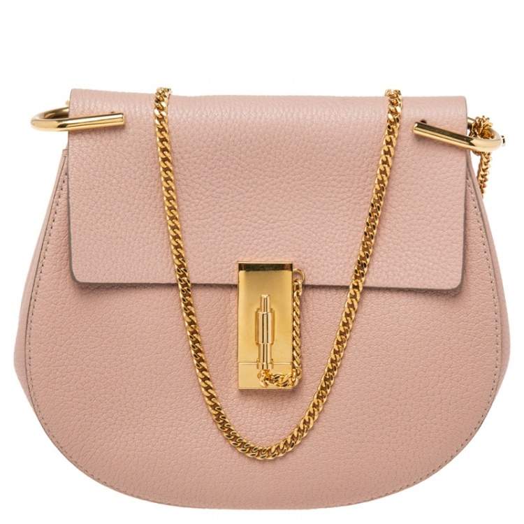 Pre Owned Chloe Dusty Pink Leather Medium Drew Shoulder Bag