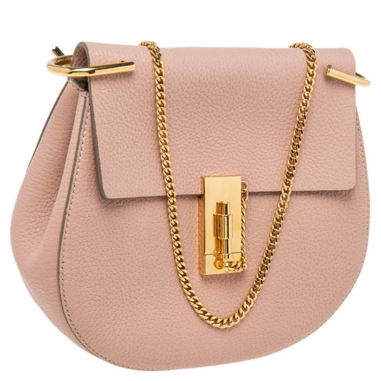 Pre Owned Chloe Dusty Pink Leather Medium Drew Shoulder Bag