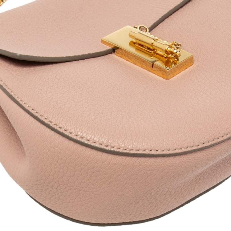 Pre Owned Chloe Dusty Pink Leather Medium Drew Shoulder Bag