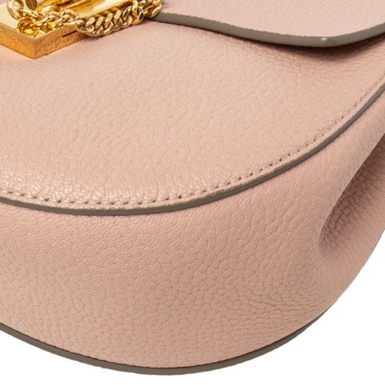 Pre Owned Chloe Dusty Pink Leather Medium Drew Shoulder Bag