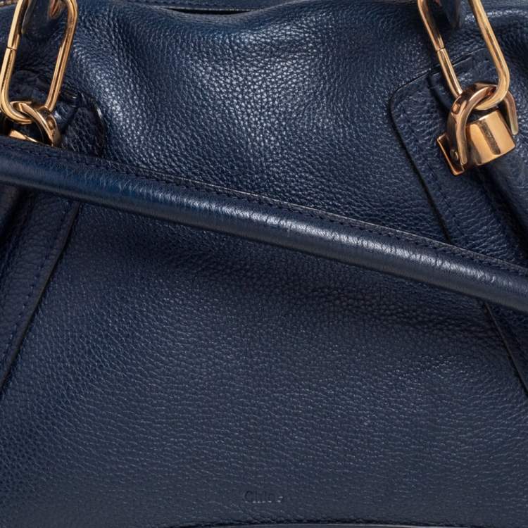 Pre Owned Chloe Dark Blue Leather Medium Paraty Shoulder Bag