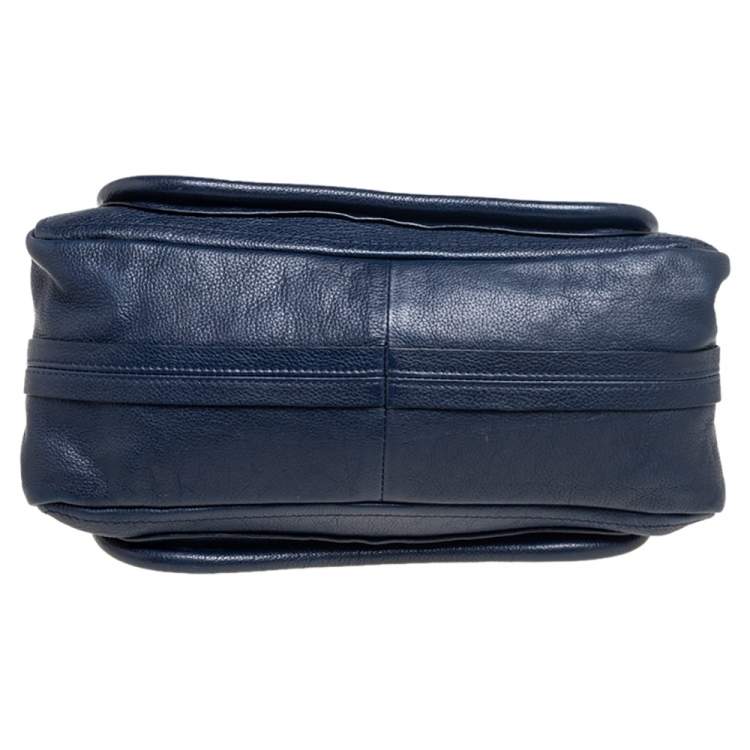 Pre Owned Chloe Dark Blue Leather Medium Paraty Shoulder Bag
