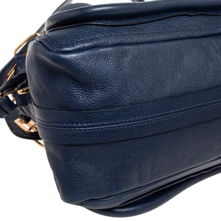 Pre Owned Chloe Dark Blue Leather Medium Paraty Shoulder Bag