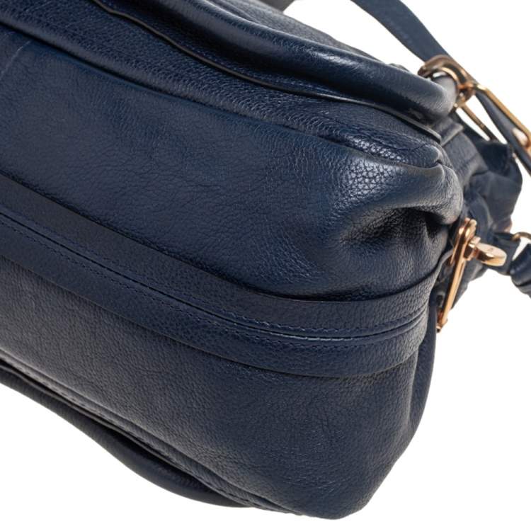 Pre Owned Chloe Dark Blue Leather Medium Paraty Shoulder Bag