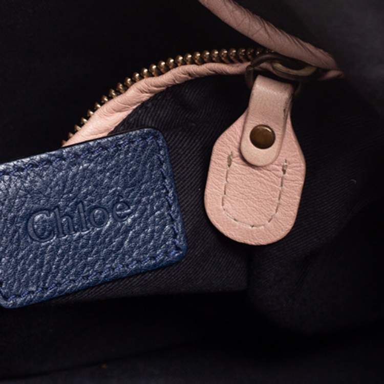 Pre Owned Chloe Dark Blue Leather Medium Paraty Shoulder Bag