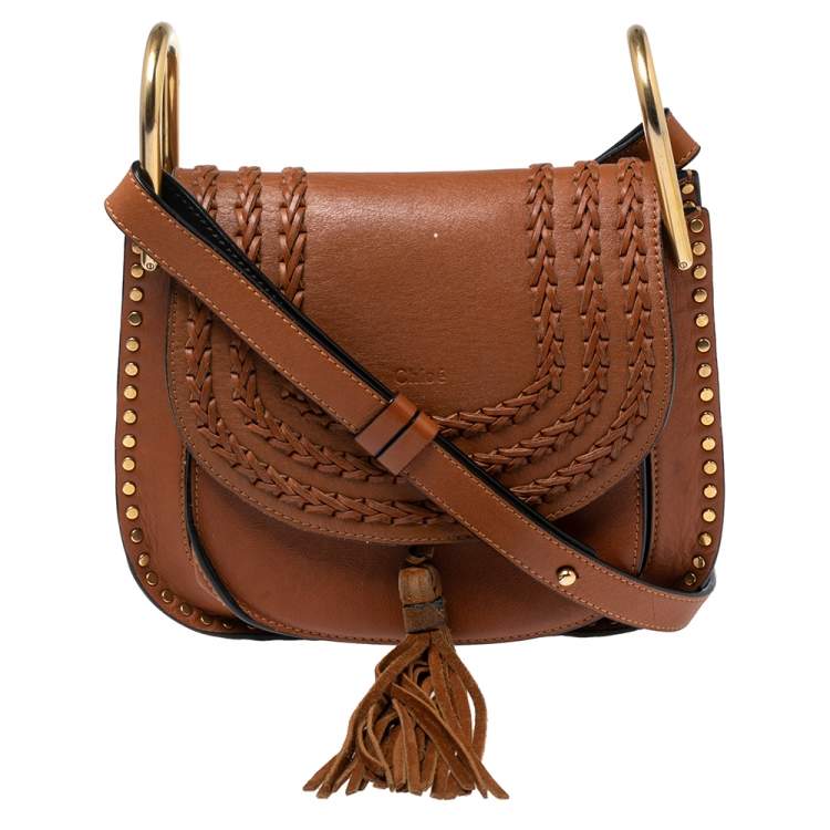 Pre Owned Chloe Brown Leather Small Braided Hudson Shoulder Bag
