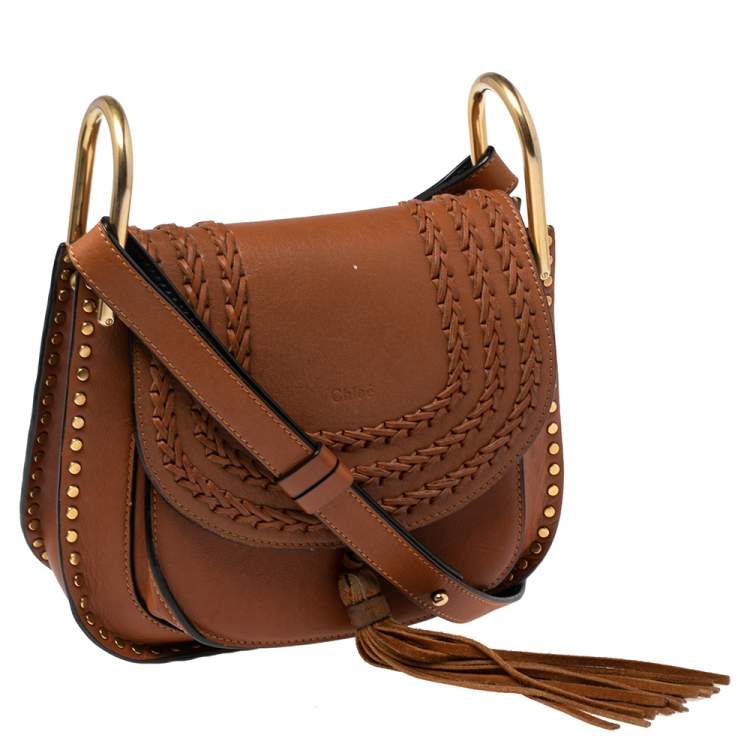 Pre Owned Chloe Brown Leather Small Braided Hudson Shoulder Bag