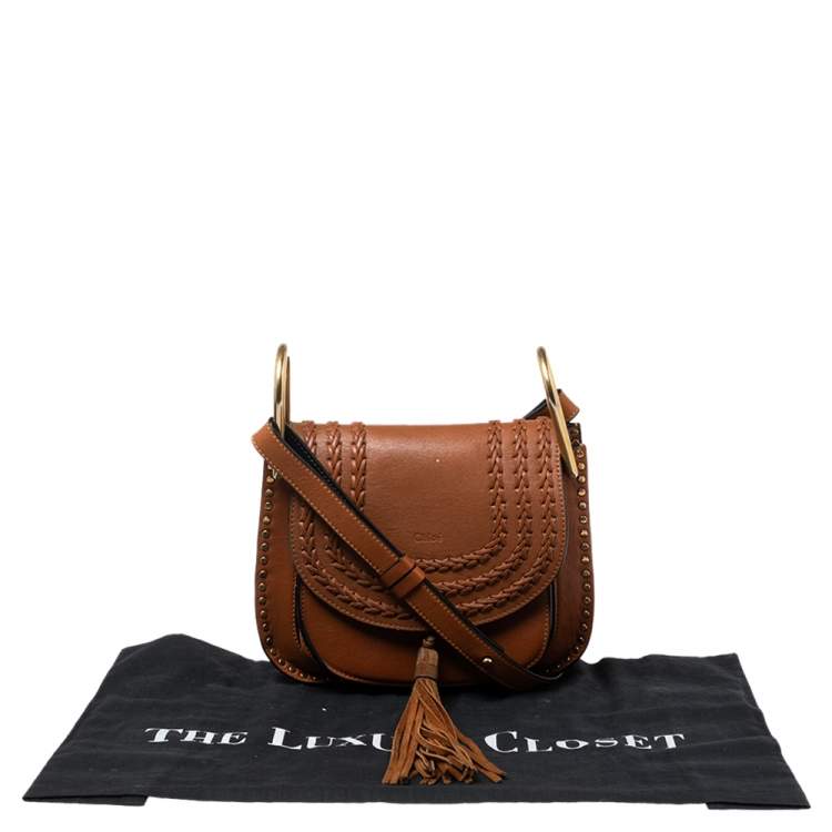 Pre Owned Chloe Brown Leather Small Braided Hudson Shoulder Bag