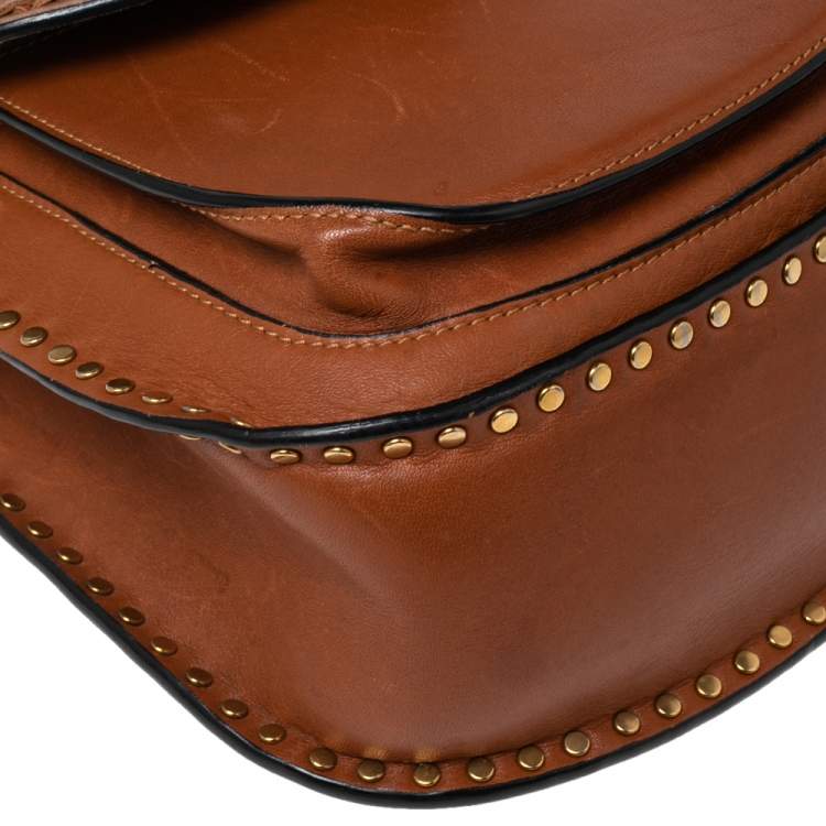 Pre Owned Chloe Brown Leather Small Braided Hudson Shoulder Bag