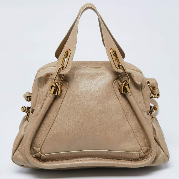 Pre Owned Chloe Beige Leather Medium Paraty Satchel