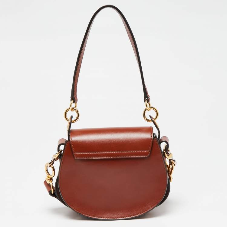 Pre Owned Chloe Brown Leather and Suede Small Tess Shoulder Bag