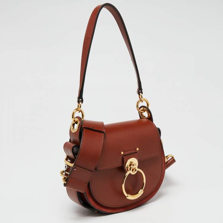 Pre Owned Chloe Brown Leather and Suede Small Tess Shoulder Bag