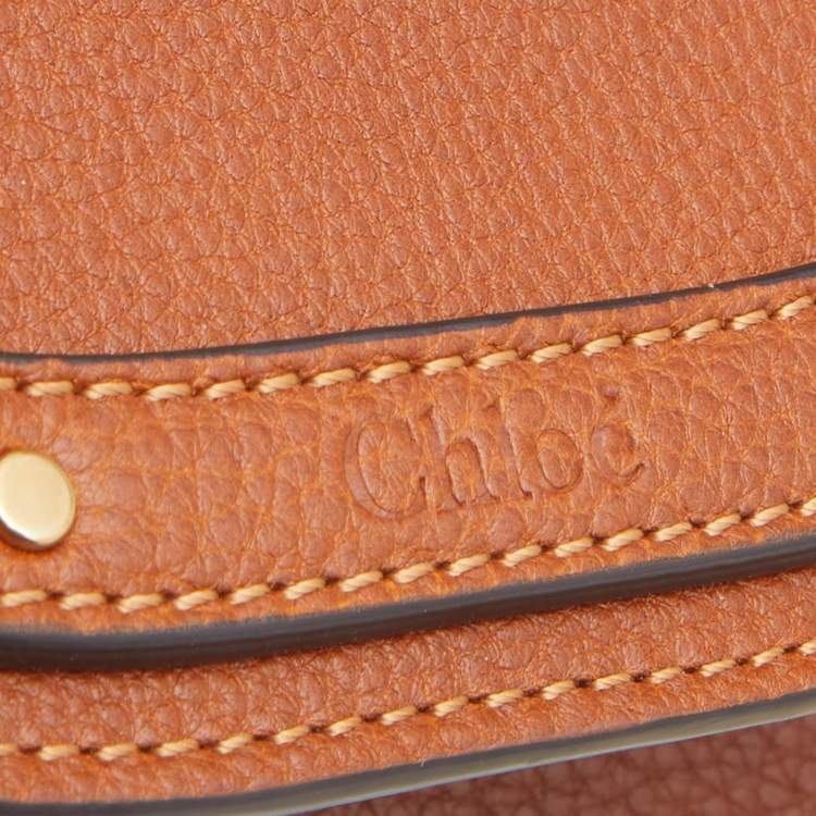 Pre Owned Chloe Brown Leather Small Nile Bracelet Minaudiere Crossbody Bag