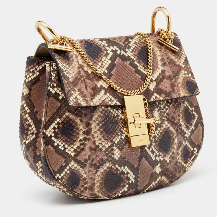 مملوكة مسبقًا Chloe Multicolor Python Medium Drew Shoulder Bag