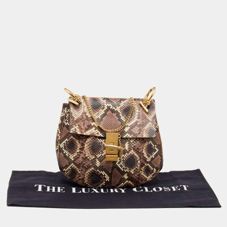 مملوكة مسبقًا Chloe Multicolor Python Medium Drew Shoulder Bag