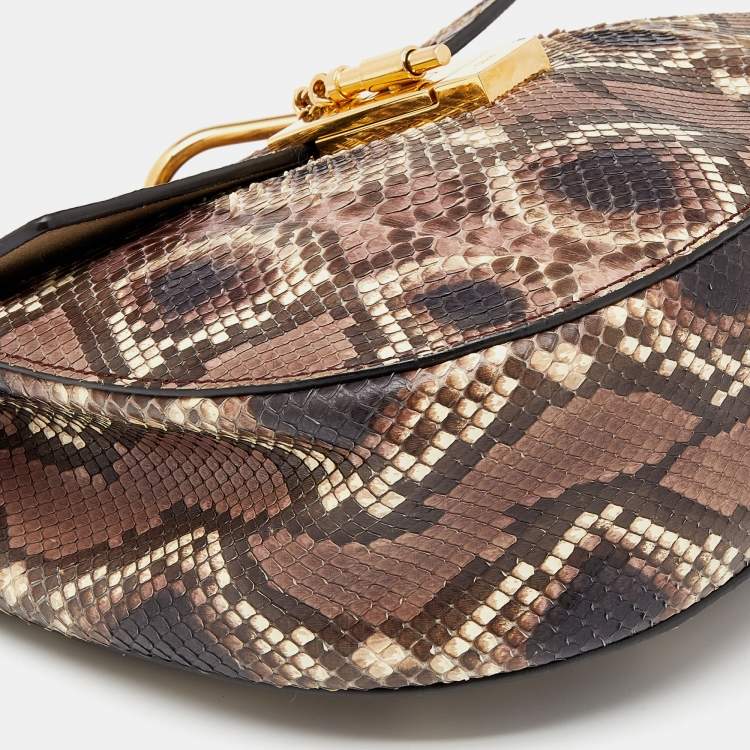 مملوكة مسبقًا Chloe Multicolor Python Medium Drew Shoulder Bag
