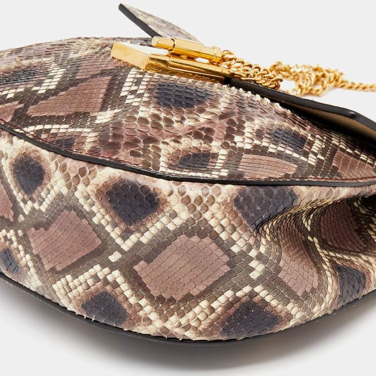 مملوكة مسبقًا Chloe Multicolor Python Medium Drew Shoulder Bag
