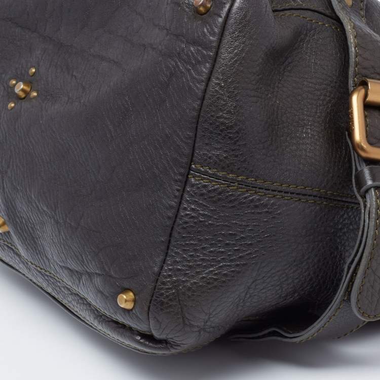 Pre Owned Chloe Dark Grey Leather Paddington Hobo