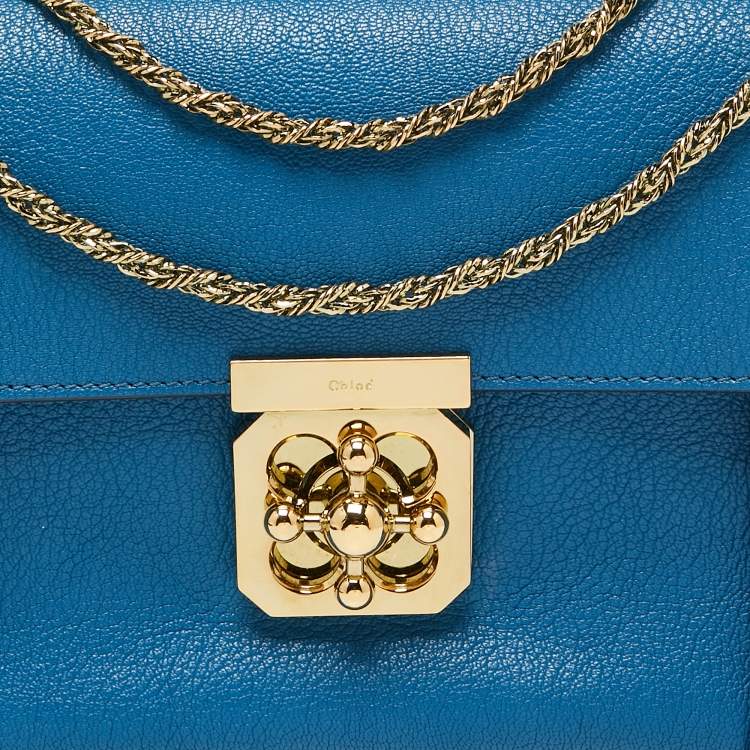 Pre Owned Chloe Blue Leather Medium Elsie Shoulder Bag