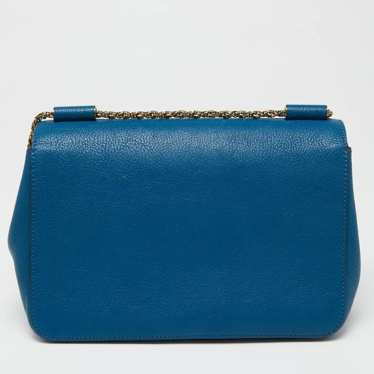 Pre Owned Chloe Blue Leather Medium Elsie Shoulder Bag