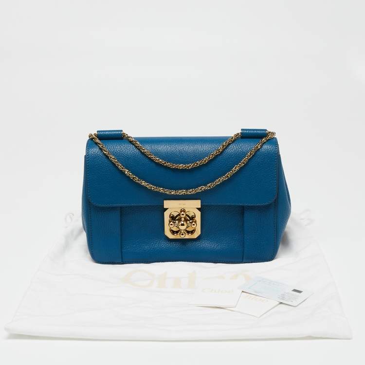 Pre Owned Chloe Blue Leather Medium Elsie Shoulder Bag