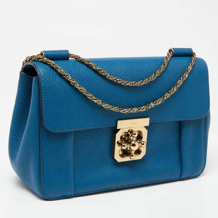 Pre Owned Chloe Blue Leather Medium Elsie Shoulder Bag
