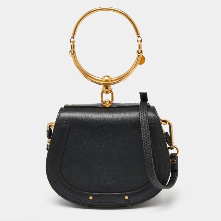 Chloe Black Leather/Suede Small Nile Bracelet Bag